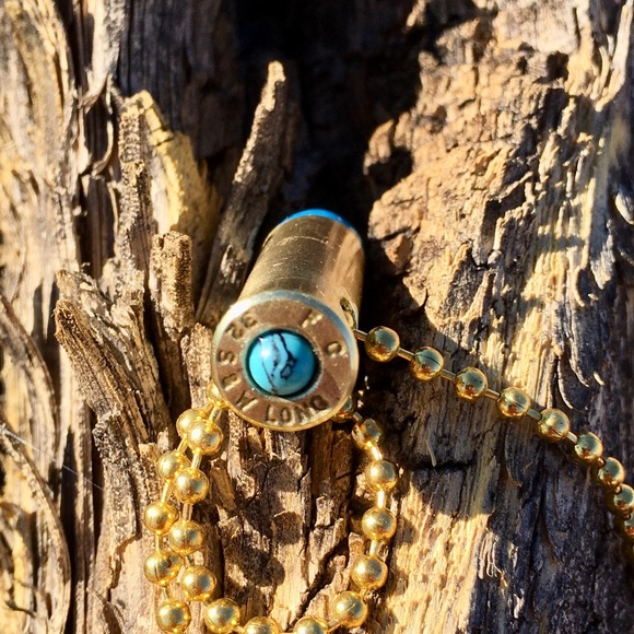 HAND CRAFTED Turquoise Bullet Casing Pendant Necklace - Picture 6 of 6